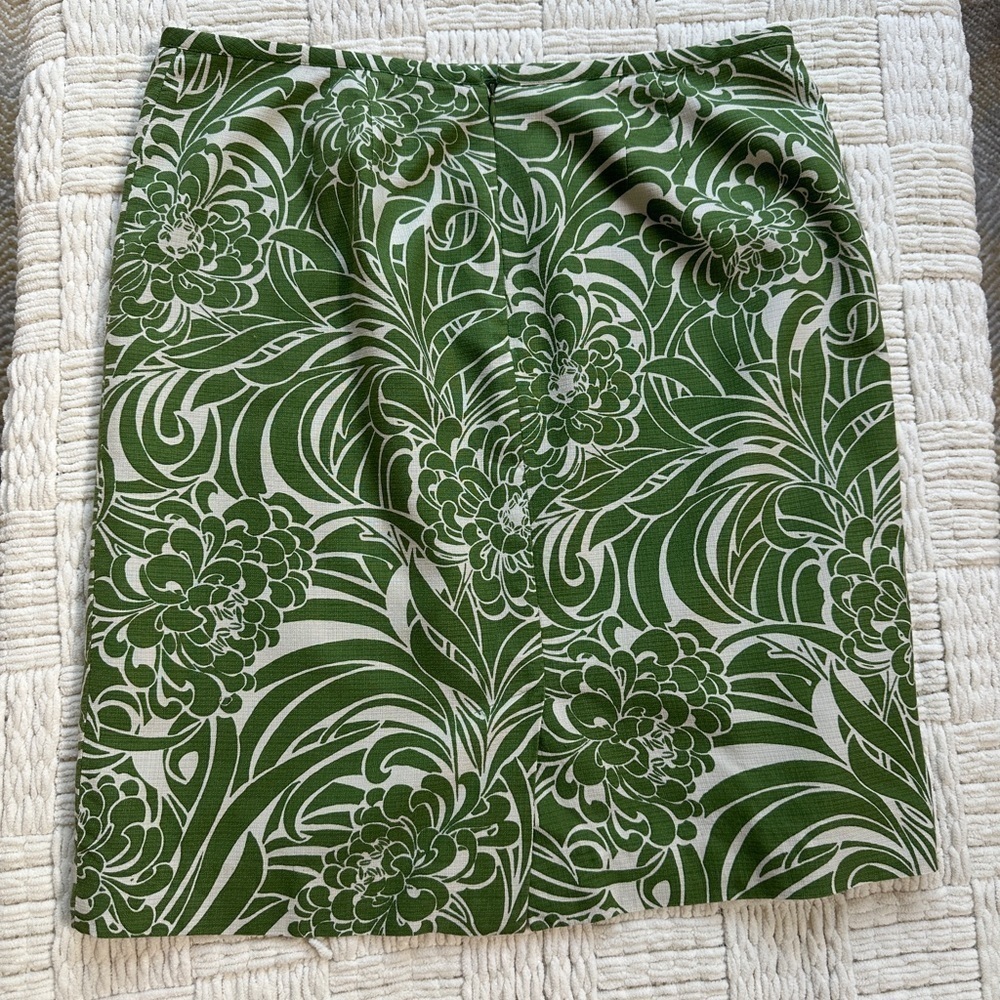 LOFT Floral botanical Silk Blend contemporary art deco mod Mini Skirt - Picture 3 of 8